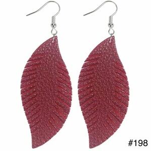 #198 | Burgundy Red Wine Fringe Leaf Dangle Earrings